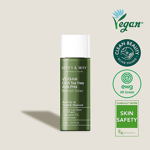 Mary&May - Vegan Cica Teatree AHA PHA Blemish Toner Mini [30ml]