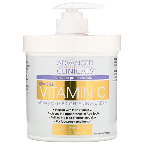 Advanced Clinicals, Vitamin C, Advanced Brightening Cream, 16 oz (454 g)